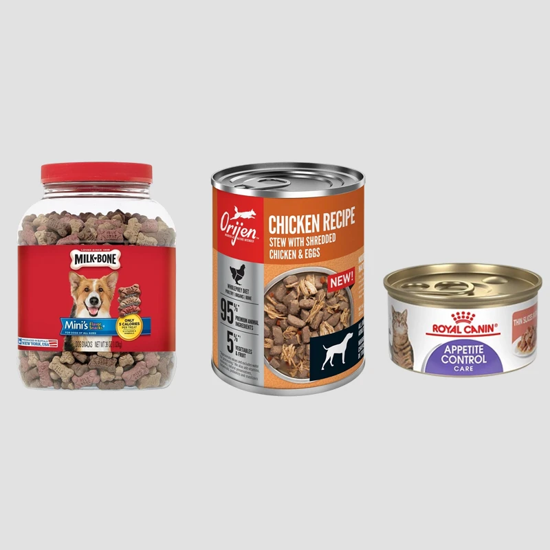 Alimentos para mascotas enlatados y en frascos