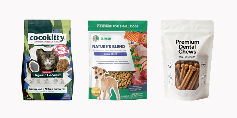 Comida para mascotas en bolsas